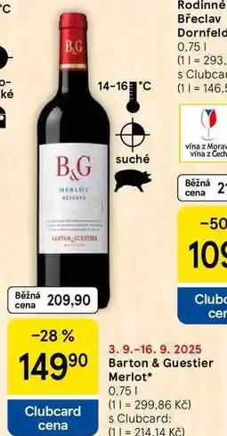 Tesco Barton & Guestier Merlot, 0.75 l nabídka