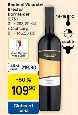 Tesco Rodinné Vinařství Břeclav Dornfelder, 0.75 l nabídka