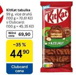 Tesco KitKat tabulka, 99 g, více druhů nabídka