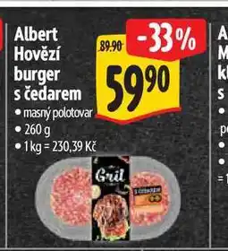 Albert Albert Hovězí burger s čedarem 260 g nabídka