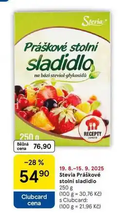 Tesco Stevia Práškové stolní sladidlo, 250 g nabídka