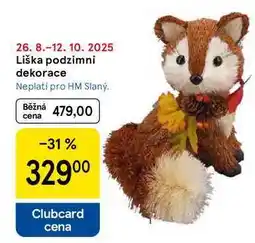 Tesco Liška podzimní dekorace nabídka