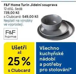 Tesco F&F Home Turin Jídelní souprava, 12 dílů. šedá nabídka