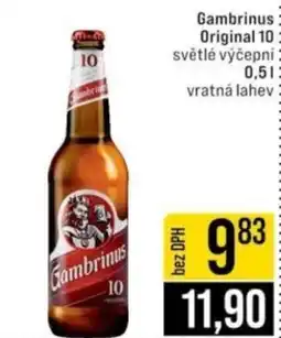 Jip Gambrinus Original 10 světlé výčepní nabídka