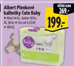 Albert Albert Plenkové kalhotky Cute Baby • Maxi 44 ks, Junior 40 ks, XL 36 ks nabídka