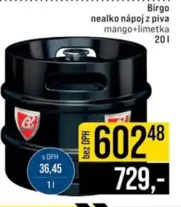 Jip Birgo nealko nápoj z piva mango+limetka nabídka