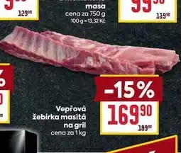 Billa Vepřová Žebírka masitá na gril cena za 1 kg nabídka