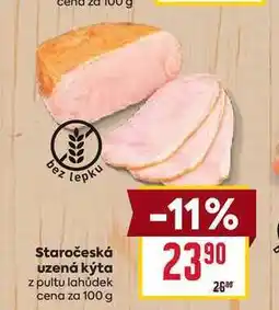Billa Staročeská uzená kýta z pultu lahůdek cena za 100 g nabídka