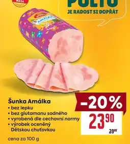 Billa Šunka Amálka cena za 100g nabídka