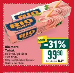 Billa Rio Mare Tuňák od 3x 65/od 156 g nabídka