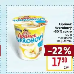 Billa Lipánek tvarohový -30% cukru 130 g nabídka
