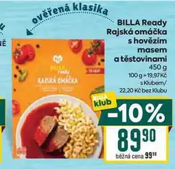 Billa BILLA Ready Rajská omáčka s hovězím masem a těstovinami 450 g nabídka