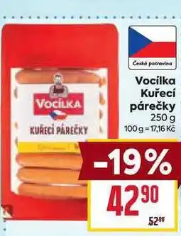 Billa Vocilka Kuřecí párečky 250 g nabídka