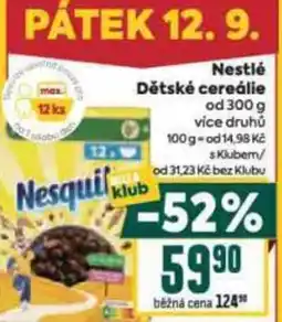 Billa Nestlé Dětské cereálie nabídka