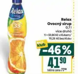 Billa Relax Ovocný sirup nabídka