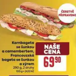 Billa Kornbageta se šunkou a camembertem, Francouzská bageta se šunkou a sýrem nabídka
