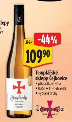 Albert Templářské sklepy Čejkovice nabídka