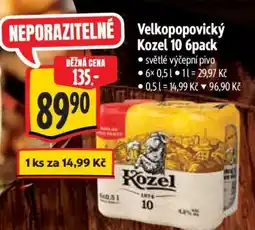 Albert Velkopopovický Kozel 10 – 6pack nabídka