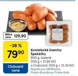 Tesco KOSTELECKÉ UZENINY ŠPEKÁČKY nabídka