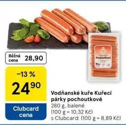 Tesco Vodňanské Kuře Kuřecí párky pochoutkové nabídka