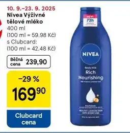 Tesco Nivea výživné tělové mléko nabídka