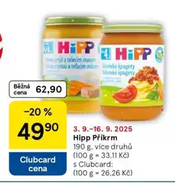 Tesco Hipp příkrm nabídka
