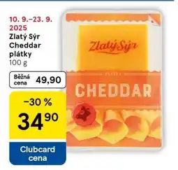 Tesco Zlatý sýr Cheddar plátky nabídka