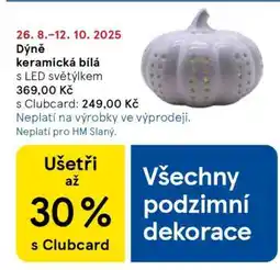 Tesco Dýně keramická bílá s LED světýlkem nabídka