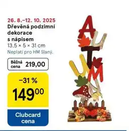 Tesco Dřevěná podzimní dekorace s nápisem nabídka