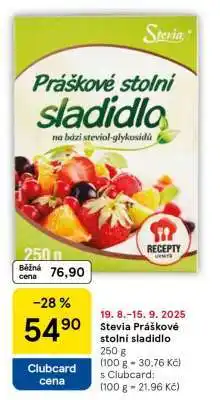 Tesco STEVIA Práškové stolní sladidlo nabídka