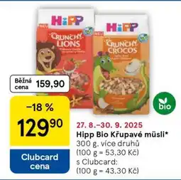 Tesco Hipp Bio Křupavé müsli nabídka