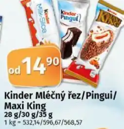 Coop Kinder Mléčný řez/Pingui/ Maxi King nabídka