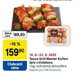 Tesco Grill master kuřecí špíz s klobásou nabídka