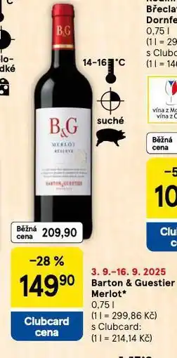 Tesco Barton a guestier merlot nabídka