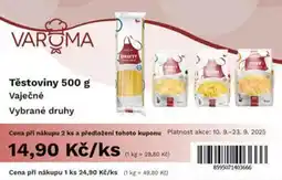 Coop VAROMA Těstoviny nabídka