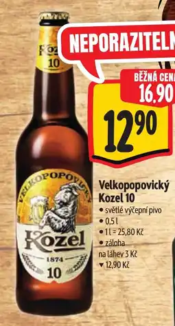 Albert Velkopopovický Kozel 10 nabídka