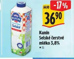 Albert Kunín selské čerstvé mléko 3,8% nabídka