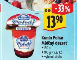 Albert Kunín pohár mléčný dezert nabídka
