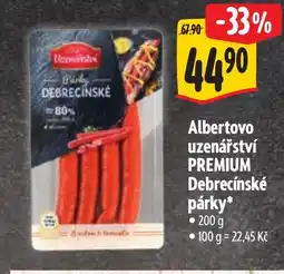 Albert Albertovo uzenářství Premium Debrecínské párky nabídka