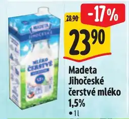 Albert MADETA Jihočeské čerstvé mléko 1,5% nabídka