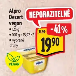 Albert Alpro Dezert vegan nabídka