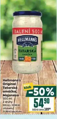 Billa Hellmans´s tatarská omáčka nabídka