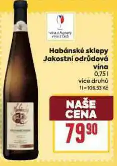 Billa Habánské sklepy jakostní odrůdová vína nabídka