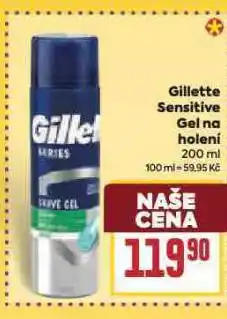 Billa Gillette sensitive gel na holení nabídka