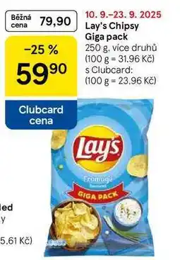 Tesco Lay's Chipsy Giga pack, 250 g, více druhů nabídka