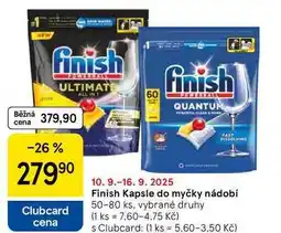 Tesco Finish Kapsle do myčky nádobí, 50-80 ks, vybrané druhy nabídka