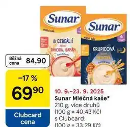 Tesco Sunar Mléčná kaše, 210 g nabídka