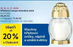 Tesco Hřbitovní lampa skleněná zlatá kov a sklo nabídka