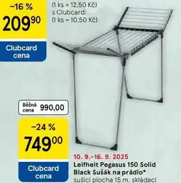 Tesco Leifheit Pegasus 150 Solid Black Sušák na prádlo, sušicí plocha 15 m, skládací nabídka