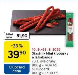 Tesco Stastnik Mini klobásky á la kabanos, 70 g nabídka